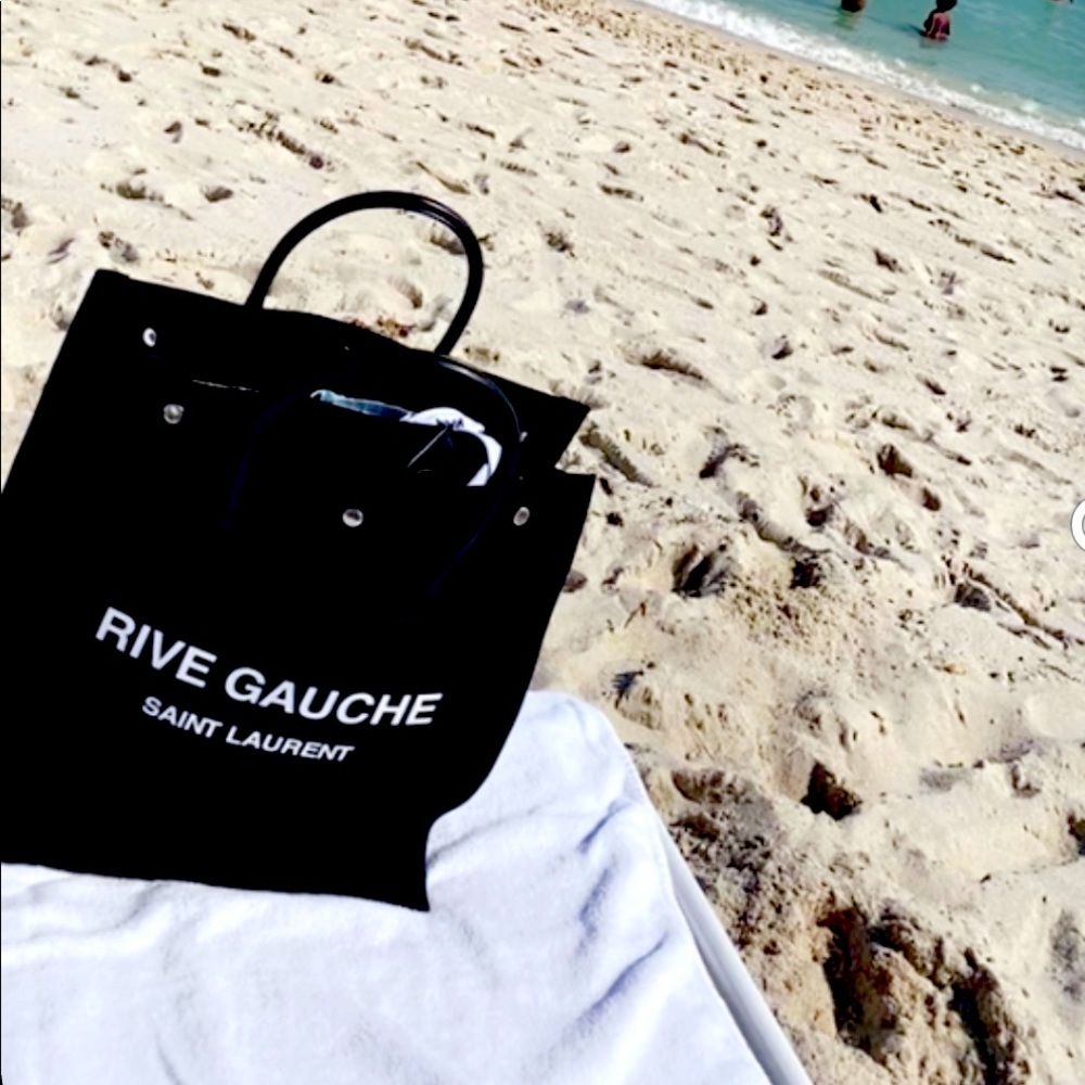 Saint Laurent Rive Gauche cotton canvas tote bag
